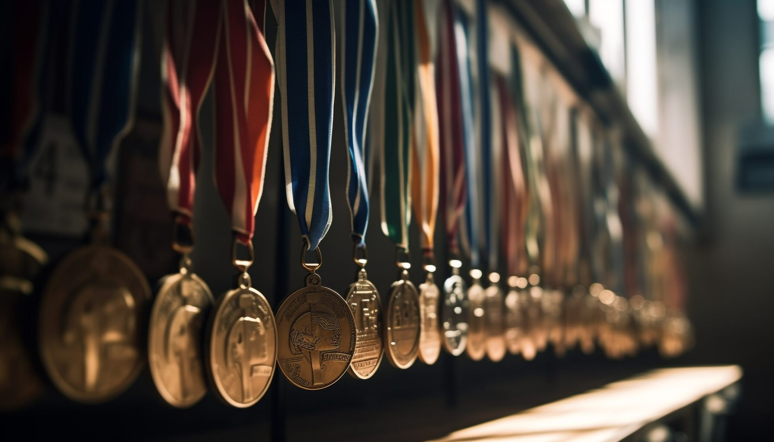 A panoramic collection of gold coins symbolizes wealth and success generated by AI