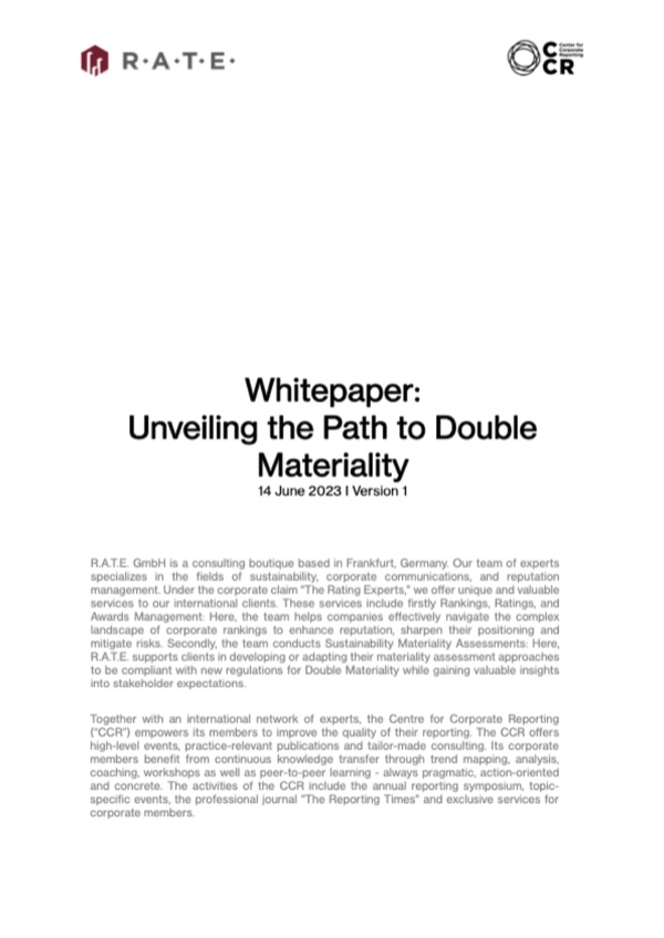 CCR whitepaper Unveiling the Path to Double Materiality (June 2023) cover